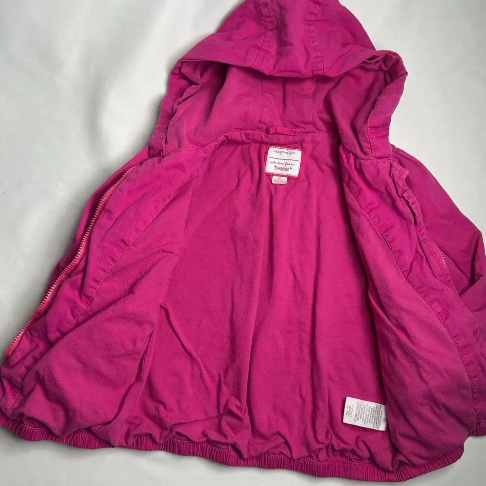 Gymboree Fuchsia Hooded Lightweight Zip Up Jacket Sz 2T